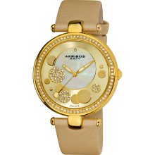 Akribos XXIV Women's Gold-tone Sunray/ Diamond Dial Quartz Strap Watch (Akribos ladies gold-tone diamond watch)