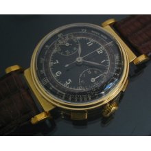 Amazing 18k Solid Gold Berk Swiss Chronograph Caliber Valjoux 22 From Ca 1940