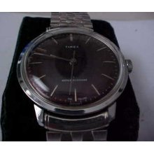 Amazing Vintage Timex Mechanical Men's Watch W/ Black Cherry Dial