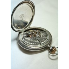 American Waltham Coin 900 Fine Silver Men's Pocket Watch 1894