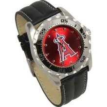 Anaheim Angels watch : Los Angeles Angels of Anaheim Game Time Leather Watch - Black