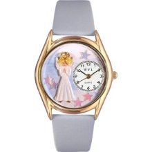 Angel Italian Leather Band And Goldtone Whimsical Watch C0710005 Colorful Face