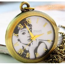 Antique Beauty Head Pocket Watches Chain For Men Lady Roman Numerals