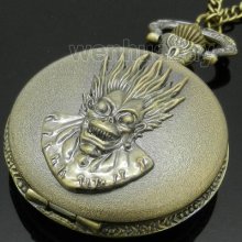 Antique Chain Death Punk Quartz Pocket Watch Necklace Pendant Mens Boy Gift P115