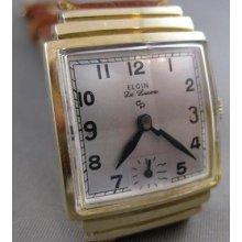 Antique Elgin De Luxe 14kt Yellow Gold Mens Square Mechanical Watch Works 2501