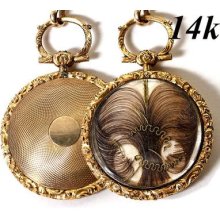 Antique Georgian To Victorian Era 14k Gold Pocket Watch Style Mourning Locket