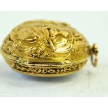 Antique Pocket Watch Yellow Gold 18k Nugget Pair Case Ornate Bulls Eye Crystal