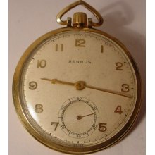 Antique Swiss Benrus Aw3 Gold Filled 17 Jewels Thin Pocket Watch