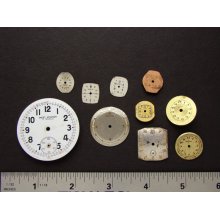 Antique Vintage brass, silver, gold tone round, square wristwatch pocket, watch dials lot of 10, jewelry, Steampunk Art Supplies 1505