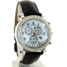 Aqua Master Black Band White Dial Chrono Diamond Ladies Watch W108H