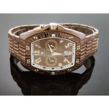 Aqua Master Men Tonneau 0.50 CT Diamonds Brown Watch