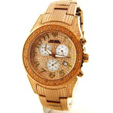 Aqua Master Rose Gold Chrono Diamond Mens Watch W#130 1