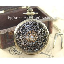 Archaize Antiqued brass Steampunk Elegant Case Mechanical Unisex Pocket Watch