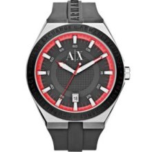 Armani Exchange AX Grey Men's Active Grey Watch With Red Accents