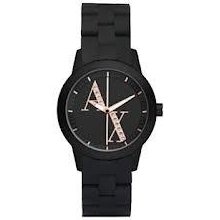 Armani Exchange Ax Womens Steel W/ Black Rubber Watch Ax5074