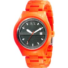 Armani Exchange AX1105 Orange Plastic Sport Grey Dial Men's Watch