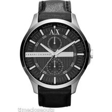 Armani Exchange Ax2120 Black Leather Chronograph 46mm Fast Ship