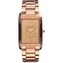 Armani Slim Gent's Stainless Steel Case Rose Gold Steel Bracelet Watch Ar2062