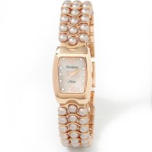 Armitron Rose Gold Tone Simulated Pearl, Crystal And Mother-Of-Pearl