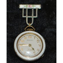 Art Deco Lady's White Enamel Lapel Watch, 1920's