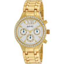 August Steiner As8040yg Crystal Multifunction Bracelet Womens Watch