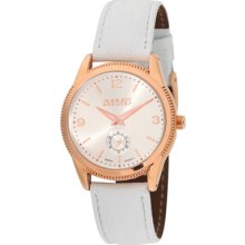 August Steiner Watches Women's Silver Dial White Leather White Leather