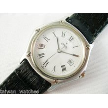 Authentic 1990 Ebel Classic 983909 Man Ss White Dial Quartz Excellent Watch