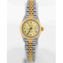 Authentic Rolex Oyster Perpetual Datejust Ladies Two Tone Watch