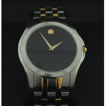 Authentic Stainless Steel Two-tone Movado W/ Black Museum Dial (model 0606371)