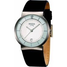 B3514-01 Boccia Mens Titanium Black Leather Strap Watch