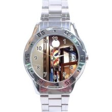 Barber Pole Barber Shop Stainless Steel Analogue Watch