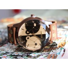 bear leather wrist watch,rivet bracelet,leather watch,antique watch,vintage watch ,wrist watch, handmade watch, bracelet,rivet watch