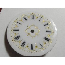 BEAUTIFUL GOLD AND GLASS ENAMEL WATCH DIAL ELEGANCE FOR YOUR POCKETWATCH 33.3mm - Copper - White - 33.3mm