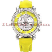 Benny Co Women Fine Belgian Cut Diamond Watch 1.9ct Dial W 3 Mop Subdials Yellow