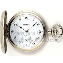 Bernex 22202a 17J Swiss 6498 Rhodium Plated HC Pocket Watch - AN