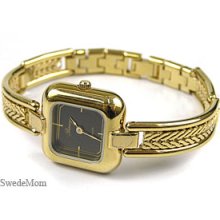 BERNEY Swiss Ladies Gold Overlay Bracelet Watch NEW