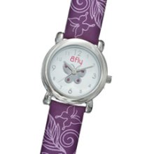 BFly Child's Purple Cubic Zirconia Butterfly Swirl Watch with Purple Strap SOLD ORDERS