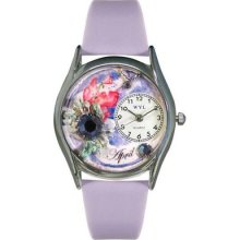 Birthstone April Leather Band And Silvertone Colorful Face Watch S0910004