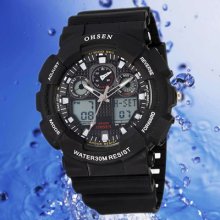 Black Date Army Military Analog Mens Lcd Waterproof Quartz Sport Wrist Watch