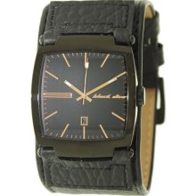 Black Dice Men's BD-002-12 Black Leather Quartz Watch with Black Dial