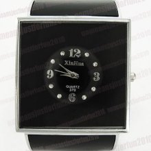 Black Ladies Square Bangle Bracelet Wrist Watch M429b