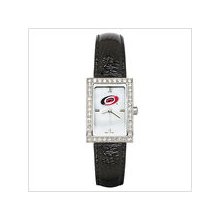 Black Leather Carolina Hurricanes Watch with Cz Frame