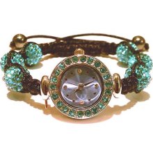 Blue Sky Shamballa Bracelet Crystal Disco Balls Wrist Watch Micro Pave Beads Usa