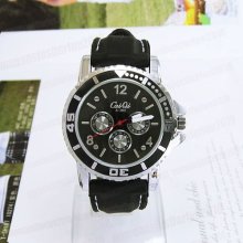 Bolun Steel Dial Quartz Black Leather Strap Sports Stylish Wrist Watch M613b