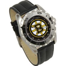 Boston Bruins wrist watch : Boston Bruins Game Time Leather Watch - Black