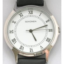 Boxed Gents' Sekonda Classic Style Watch Black Leather Strap