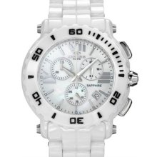 Brand New ONISS Chronograph Swiss Movement Ceramic Ladies Watch - white