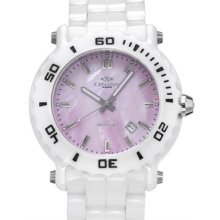 Brand New ONISS Swiss Movement Ceramic Ladies Date Watch - white