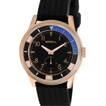 Breil 'Orchestra' Silicone Strap Watch Black/ Rose Gold