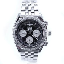 Breitling A44355 1 Ct Diamond Windrider Crosswind Big Date Chrono Men's Watch